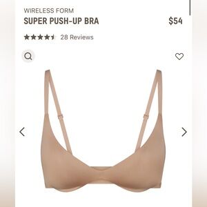SKIMS wireless super push up bra. Worn once.